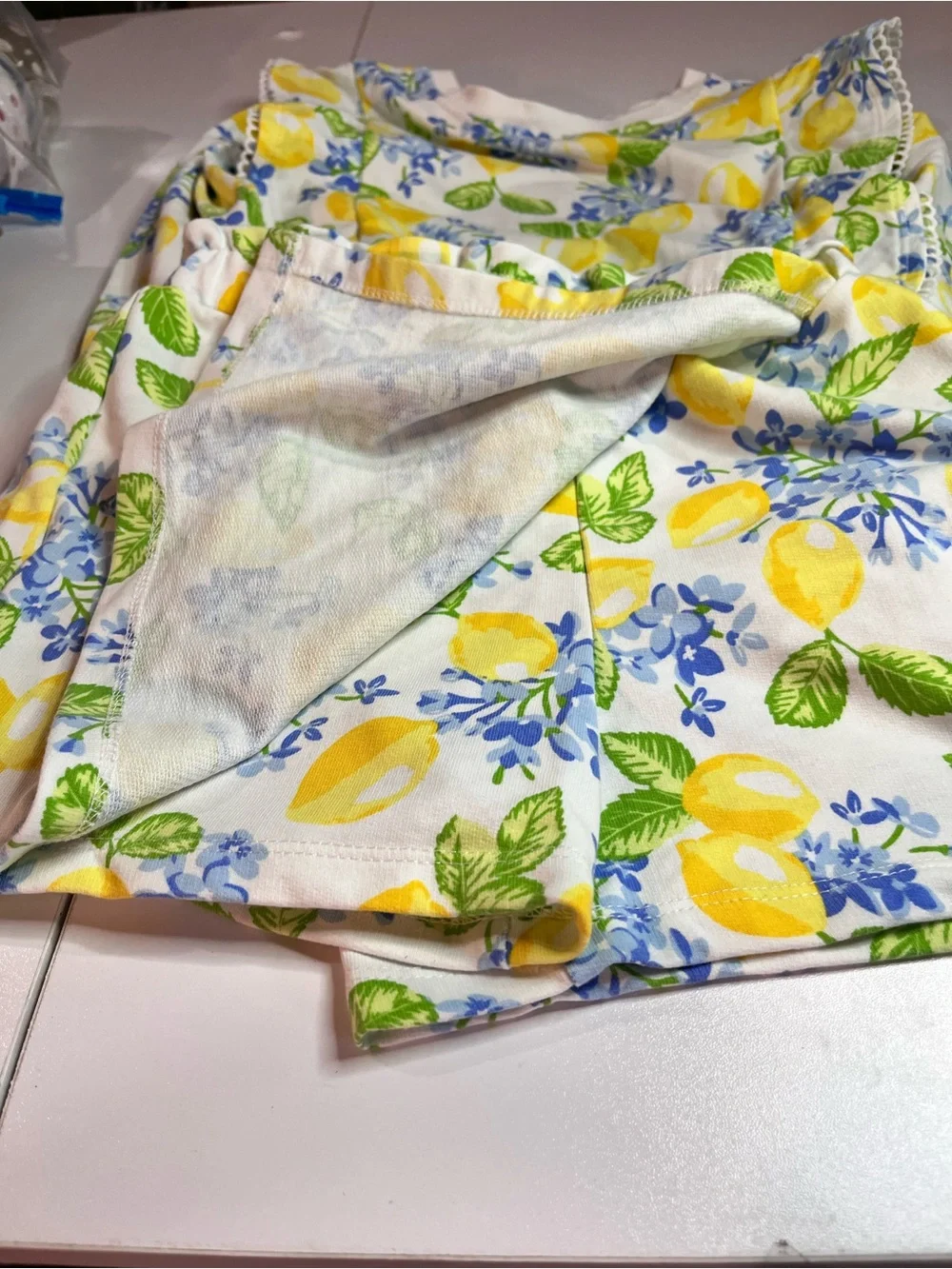 Issac Mizahari Lemon Print Shorts Set - Yellow & Blue